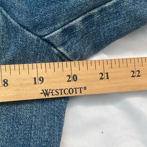 Vintage 90s Y2K Blue Denim Women's Blazer Jacket, Grunge Downtown Girl, Fall - Picture 4 of 7